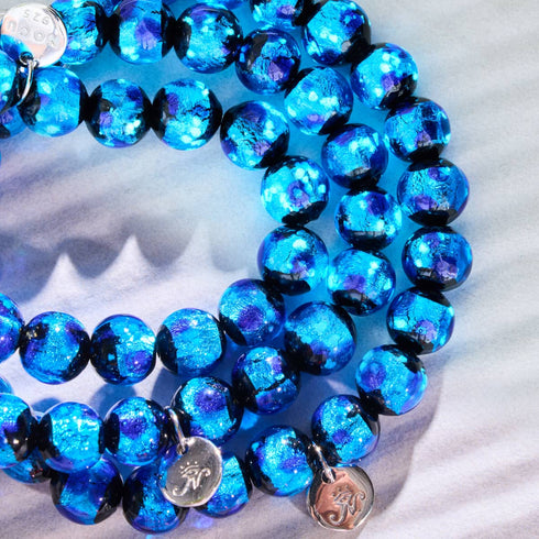 Bracelet en verre solaire Blue Astra | Argent sterling 925